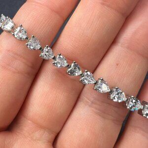 Sterling Silver Heart Tennis Bracelet Heart Shaped Zirconia Women's Bracelet